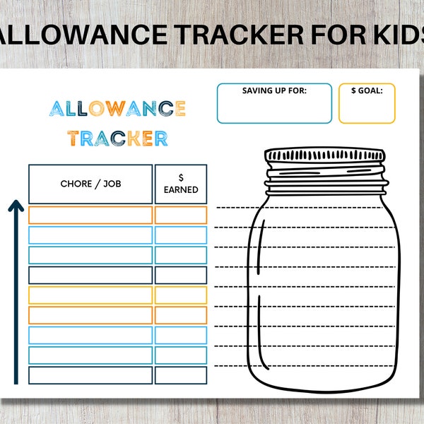 Printable Kids Savings Tracker with Sections for Chores and Goals