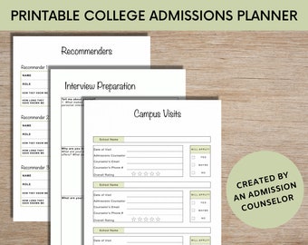 Printable College Admissions Application Planner | College Guide