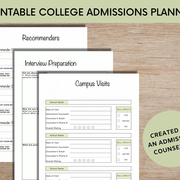 Printable College Admissions Application Planner | College Guide