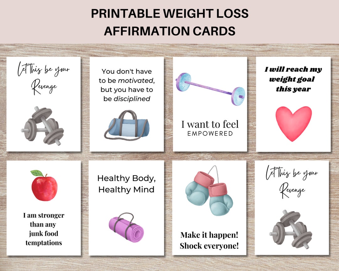 Printable Weight Loss Motivation Cards, Weight Loss Affirmation Cards, Daily Weight Loss ...