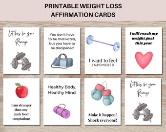 Printable Weight Loss Motivation Cards, Weight Loss Affirmation Cards,  Daily Weight Loss Affirmation Cards