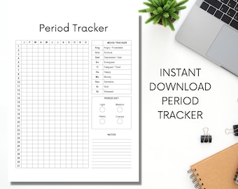 Printable Period Tracker with Mood Tracker Key, Period Journal, Period Log, Menstrual Cycle Planner, Women's Health Planner