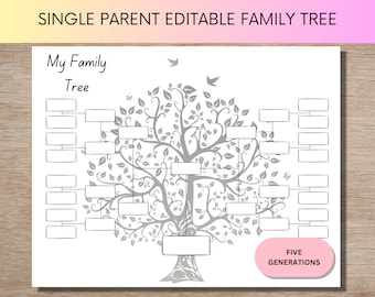 Single Parent Editable Family Tree Template
