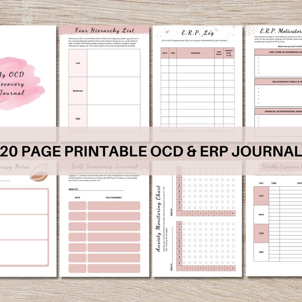 Printable OCD & ERP Journal | ERP Worksheets | Obsessive Compulsive Disorder | Exposure Response Prevention | Anxiety