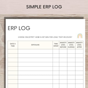 Registro ERP simple para terapia del TOC, registro de prevención de la respuesta a la exposición, TOC, registro del trastorno obsesivo compulsivo
