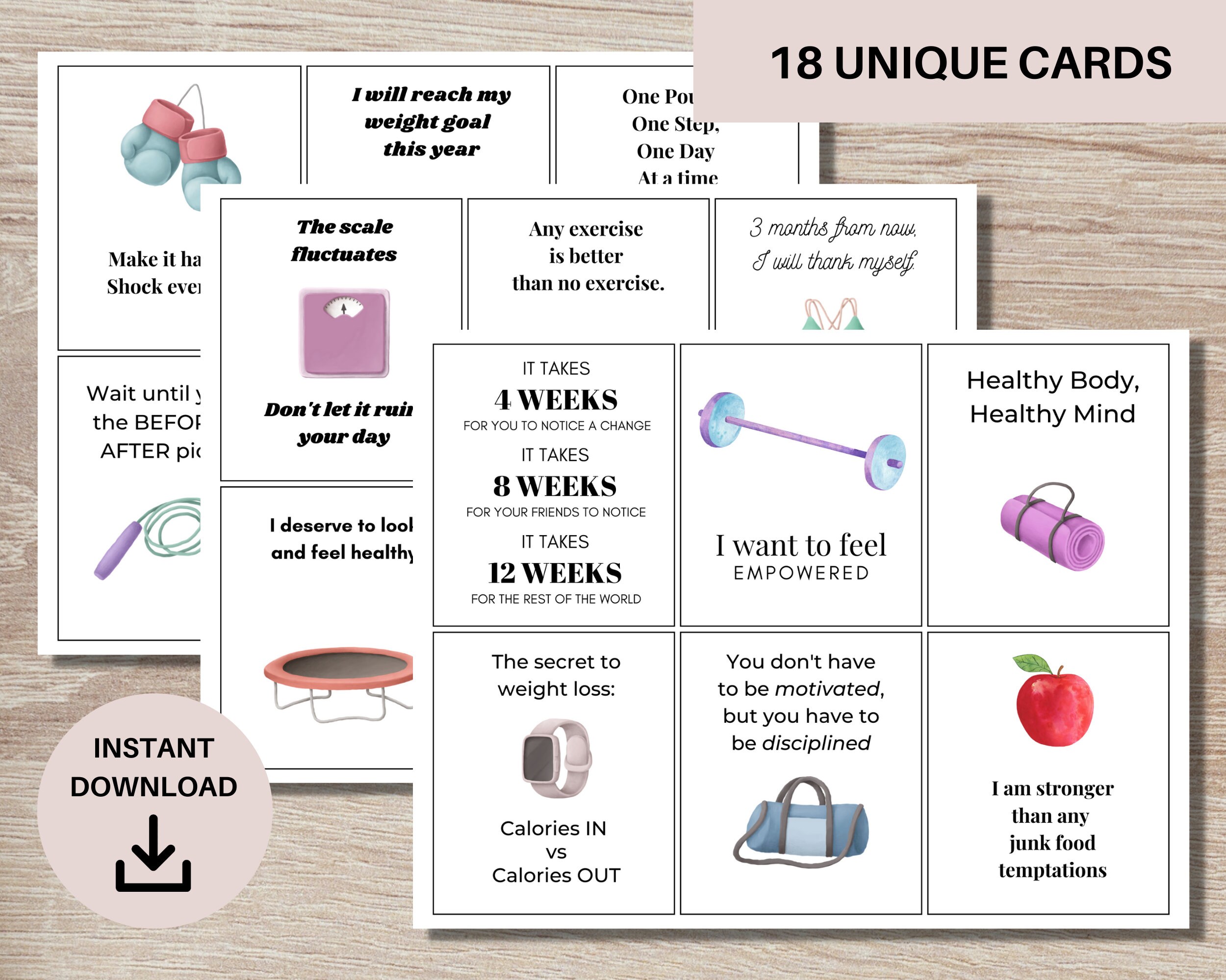 Printable Weight Loss Motivation Cards, Weight Loss Affirmation Cards, Daily Weight Loss ...