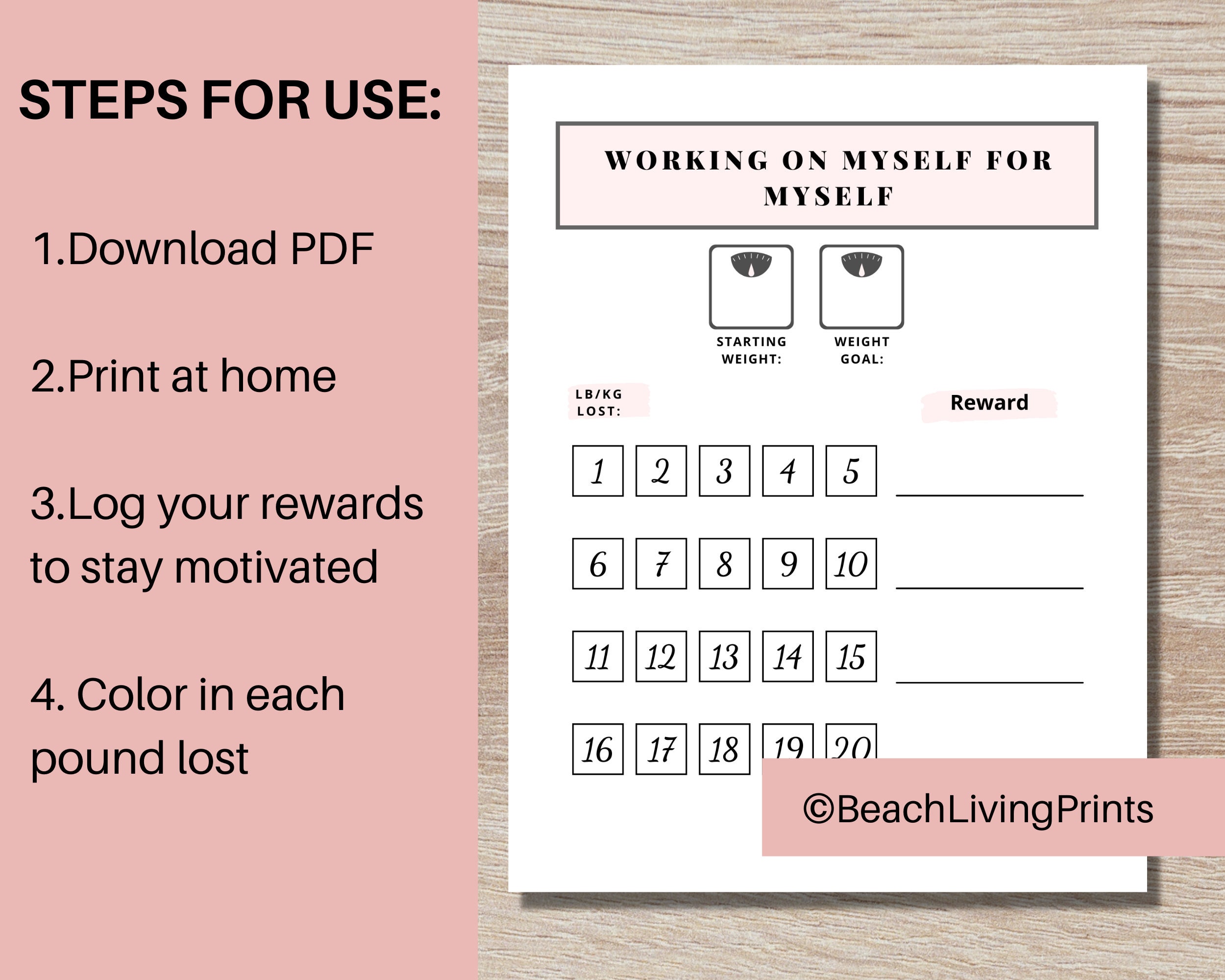 Printable Weight Loss Tracker Weight Loss Motivation Tracker Etsy