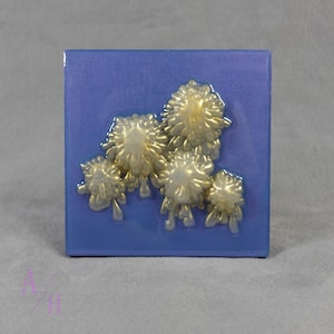Abstract 3D Blob Art| Gold blob on Metallic Blue/Purple Wooden Canvas