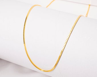 Gold Chain Necklace, Flat Curb Chain, Layering Silver Choker, Thin Herringbone Necklace, Snake Chain Necklace for Women, Dainty Chain