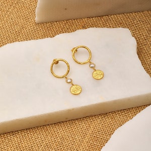 Hammered Tiny Gold Earrings Sterling Silver Circle Earrings Small Gold Disc Earrings Simple Earrings, Dainty Gold Earrings Gift Her image 10