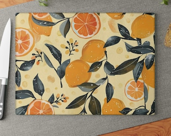 Lemon Glass Cutting Board- Italian Kitchen Decor, Mediterranean Citrus Amalfi Coast,Housewarming Gift