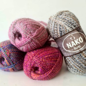 filato per calzini,nako boho lana&poliamid,filato per maglieria,filato di lana,eccellente colore naturale,1 gomitolo 1 paio di calzini,uncinetto,filato di poliammide,multicolore