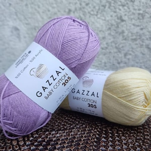 Baby cotton yarn Gazzal,Cotton acrylic yarn,amigurumi cotton yarn,soft yarn,knitting,crochet yarn,baby yarn,Summer Yarn for Clothing,colors