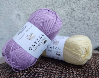 Hilo Gazzal de algodón para bebé, mezcla acrílica, superfino, suave, de verano, puntadas de cordón, crochet de juguete