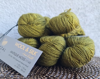 Gazzal Wool & Silk, hilo de lana merino, hilo de seda, lana merino superlavada, hilo merino para bebés, hilo de fibra natural suave, alta calidad, pintado a mano
