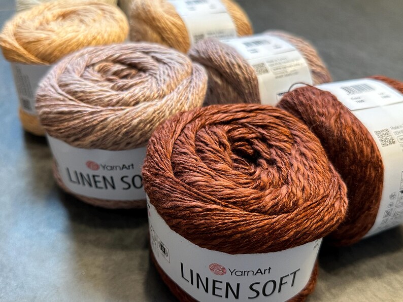 YarnArt リネンソフトヤーン：コットンリネン混紡、夏用編み物・かぎ針編み 画像 16
