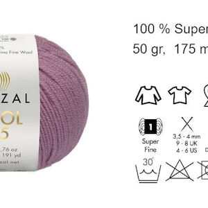 Gazzal wool 175,merino wool yarn,superwash merino wool,merino yarn for babies,soft natural fiber yarn,high quality,sensitive skin,colours