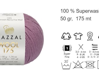 Gazzal Wool 175: Superwash Merino Yarn for Baby Clothes