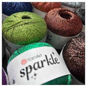 YarnArt Sparkle yarn,metallic yarn,glitter yarn, home decor yarn,Crocheting-Knitting yarn,Sparkling Glitter Yarn, glam clothing,accessories