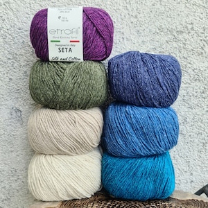 Lana-cotone-seta Etrofil SETA,filato di lana d'agnello merino,filato di seta,filato merino,filato di fibra naturale morbido,alta qualità,effetto tweed,seta naturale