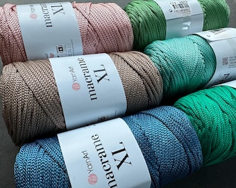 YarnArt Macrame XL 3mm,macrame cord,crochet macrame,polyester macrame yarn cord,polyester rope,macrame knitting,rugs yarn,silk effect yarn