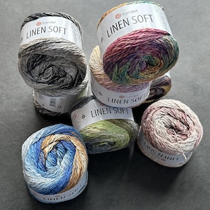 YarnArt Linen Soft,natural linen,cotton yarn,summer yarn,crochet yarn,knitting yarn,eco friendly yarn,melange yarn,colorful linen yarn,100gr