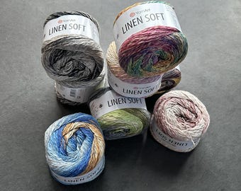 YarnArt Linen Soft Yarn: Cotton Linen Blend, Melange Colors