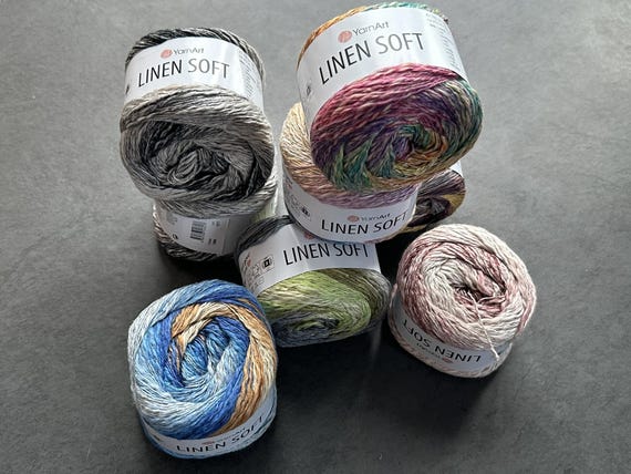 YarnArt Linen Soft Yarn: Cotton Linen Blend, Melange Colors
