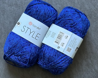 Fio de algodão e viscose: estilo YarnArt, fio de crochê com glitter
