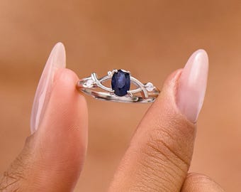 Sapphire Ring: 925 Sterling Silver with Zircon Accents