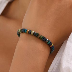 Faceted Opal Beaded Bracelet: 925 Sterling Silver Adjustable Chain