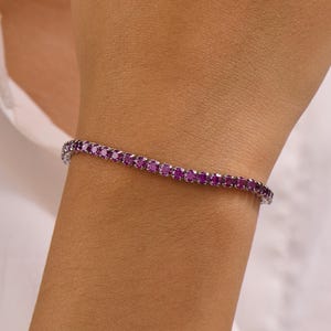 Rhodolith Granat Armband: 925 Sterling Silber Edelsteinschmuck