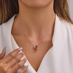 Initial G Sterling Silver Necklace: CZ Zircon Pendant, Adjustable Chain