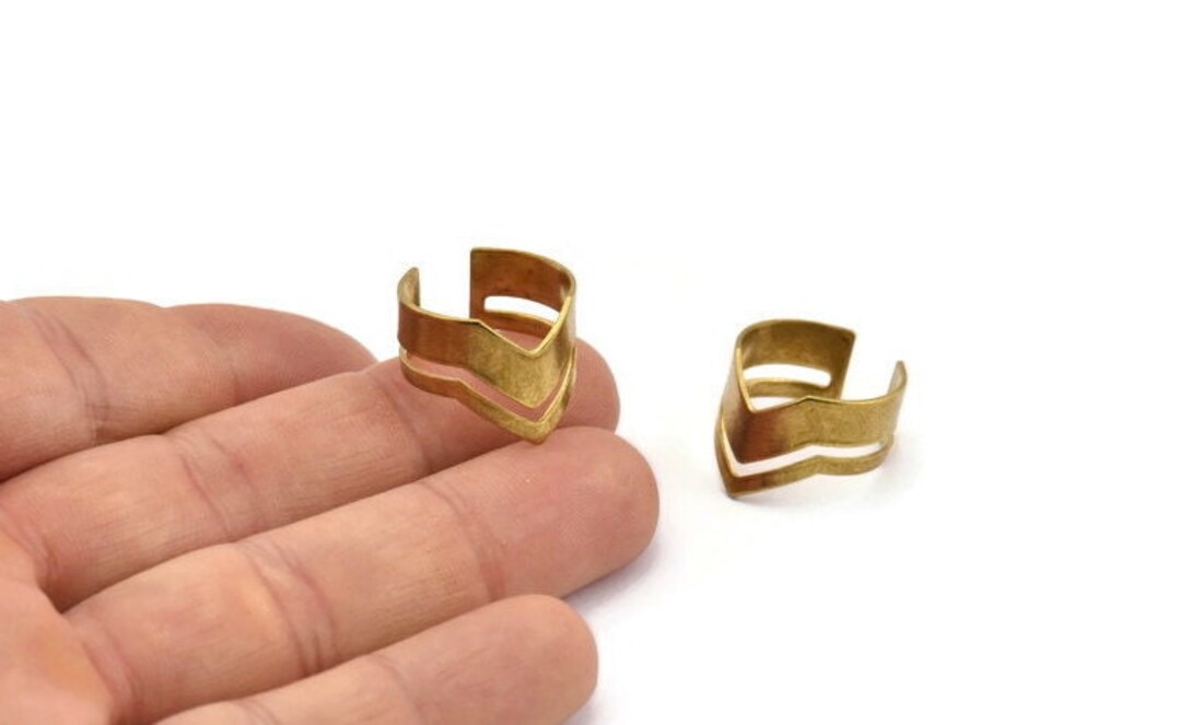 Raw Brass Rings Brass Chevron Rings Stylish Brass Rings Etsy