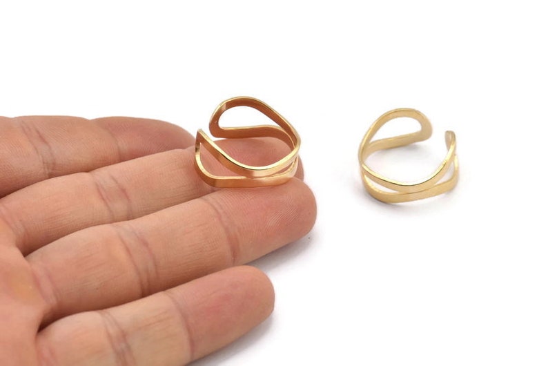 Raw Brass Rings, Geometric Rings, Stylish Rings, Adjustable Brass Rings, Brass Rings, Ring Findings, Boho Rings, Irregular Rings image 1