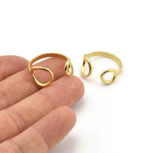 Raw Brass Rings, Geometric Rings, Stylish Rings, Adjustable Brass Rings, Brass Rings, Ring Findings, Two Circled Rings