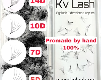 Premade fans  8mm-22mm 3D , 5D , 7D 0.07  ,10D 0.05 , 14D 0.03 promade fans handmade fans  eyelash fans Volume Fans Curl C CC D