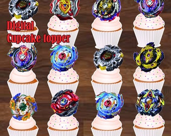 Beyblade Cupcake Topper, Beyblade, Beyblade Topper, Beyblade Birthday Party, Beyblade Birthday, Beyblade  Birthday Party, Beyblade digital