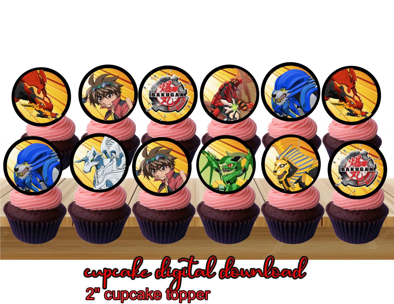 Bakugan Cupcake Topper, Bakugan, Bakugan Topper, Bakugan Birthday Party, Bakugan Birthday, Bakugan party, Instand Download, Cupcake Topper