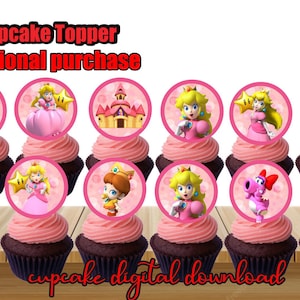Topper per cupcake della principessa Peach, compleanno della principessa Peach, festa di compleanno della principessa Peach, festa della principessa Peach, torta della principessa Peach, digitale