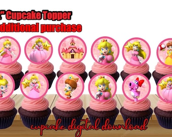 Princess Peach Cupcake Topper, Princess Peach  Birthday, Princess Peach Birthday Party, Princess Peach Party, Princess Peach Cake, Digital