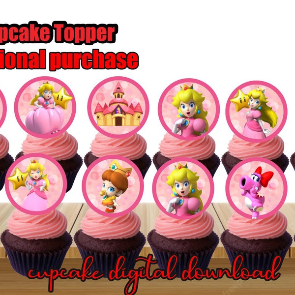Princess Peach Cupcake Topper, Princess Peach Verjaardag, Princess Peach Verjaardagsfeestje, Princess Peach Party, Princess Peach Cake, Digitaal