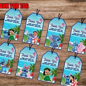 Lilo and Stitch Thank You Tag, Lilo and Stitch Birthday, Lilo and Stitch Gift Tag, Lilo and Stitch Birthday Party, Lilo Party Favor,