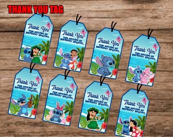 Lilo and Stitch Thank You Tag, Lilo and Stitch Birthday, Lilo and Stitch Gift Tag, Lilo and Stitch Birthday Party, Lilo Party Favor,