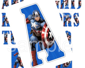 Captain America Alphabet, Captain America Letter, Captain America Birthday Banner, Superhero Captain America, Captain America Birthday,