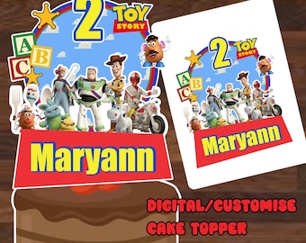 Adorno para tarta de Toy Story, adorno para tarta de cumpleaños de Toy Story, cumpleaños de Toy Story, fiesta de cumpleaños de Toy Story, adorno para tarta de cumpleaños personalizado,