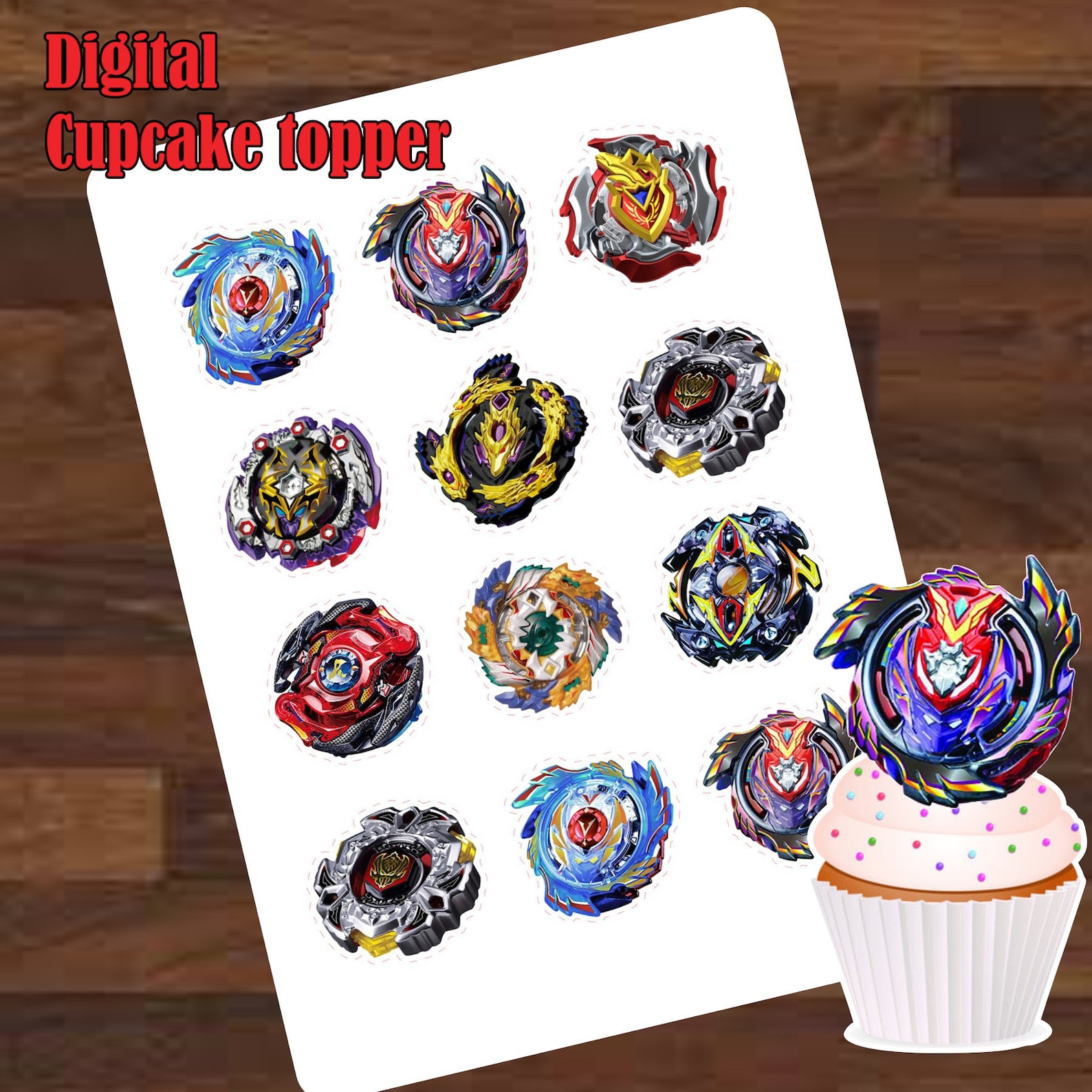 Beyblade Cupcake Topper, Beyblade, Beyblade Topper, Beyblade Birthday ...