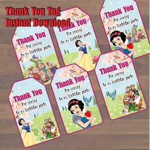 Schneewittchen Dankeschön Anhänger, Prinzessin Birthday, Prinzessin Birthday Party, Prinzessin Schneewittchen, Prinzessin Dankeschön Anhänger, Schneewittchen Geburtstag