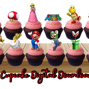 Mario Cupcake Topper, Mario Geburtstagsparty, Mario Party, Cupcake Topper, Mario Bros, Mario Digital, Mario Cupcake, Mario Geburtstag