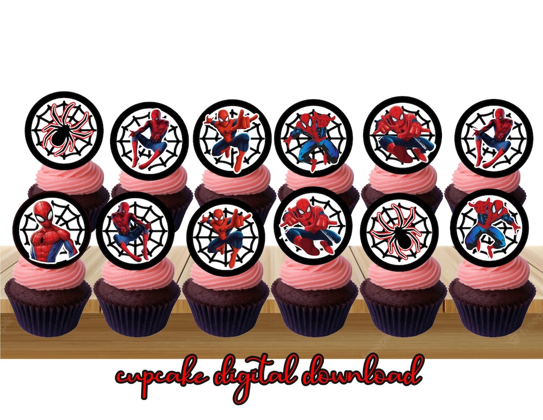 Spiderman Cupcake Topper, Spiderman, Superhero Topper, Spiderman